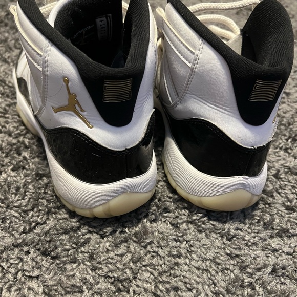 Nike Air Jordan 11 Kids Black and White Sneakers with gold jumpman - Picture 7 of 7